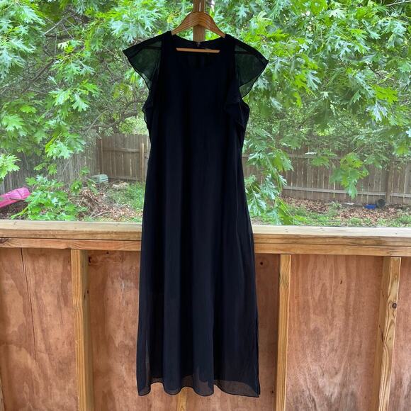 Theory Women's Round Neck Midi Dress Black Size 8 - Picture 2 of 10